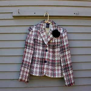 GEORGE plaid blazer size 6 with flower lapel